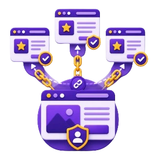 Relevant websites connected through strong authority backlinks